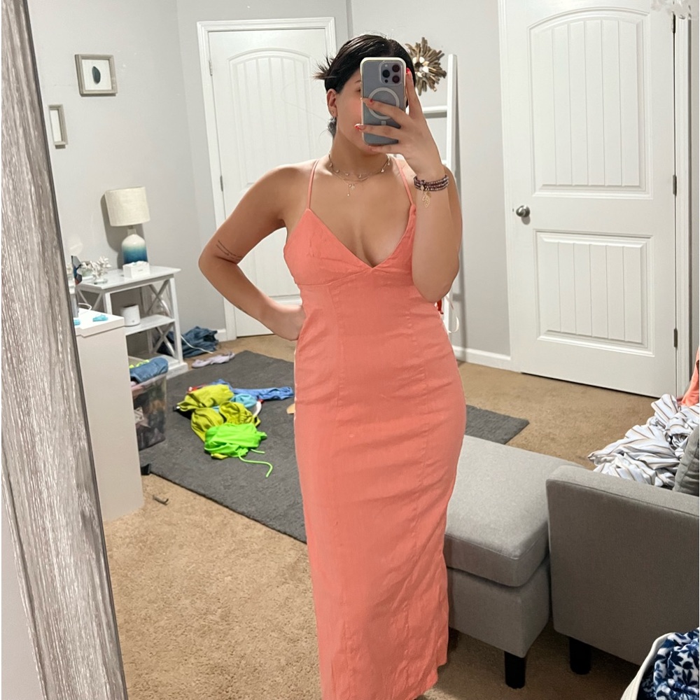 Salmon colored brunch dress